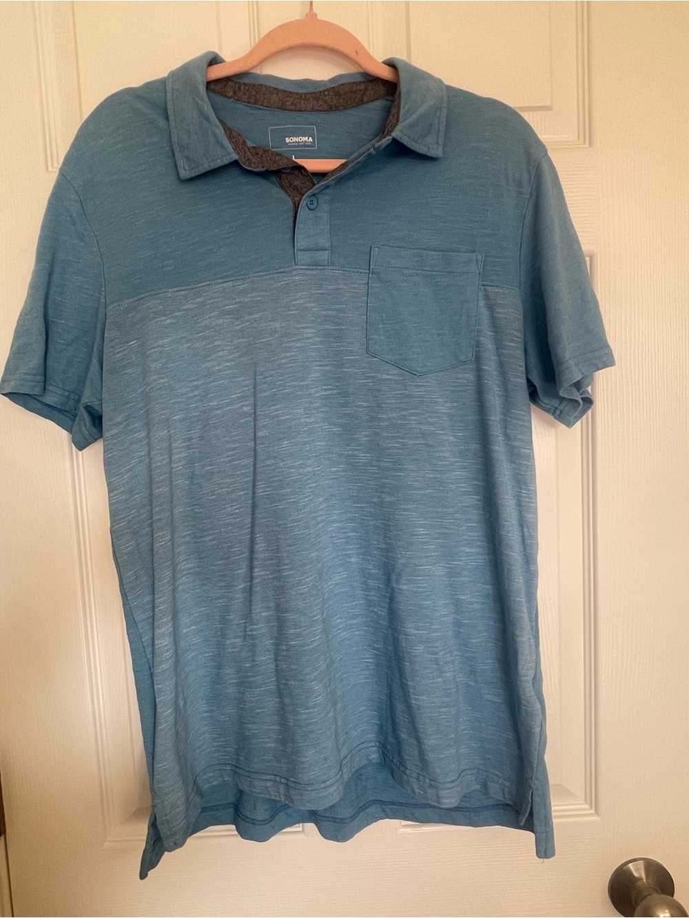 Sonoma Blue Heathered Short-Sleeve Polo